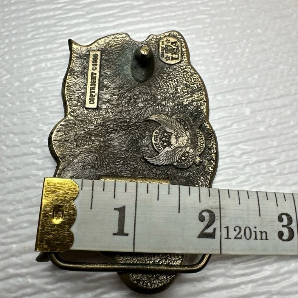 TEXAS LONE STAR Belt Buckle USA Made Texan Longhorn Rancher Biker 1980 Big D VTG